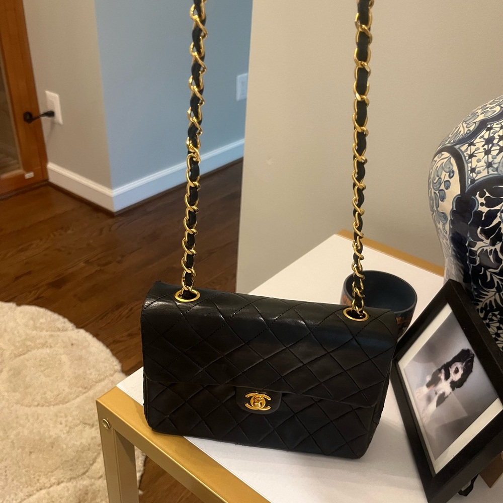 CHANEL Black Lambskin Classic Single Flap Bag, Small